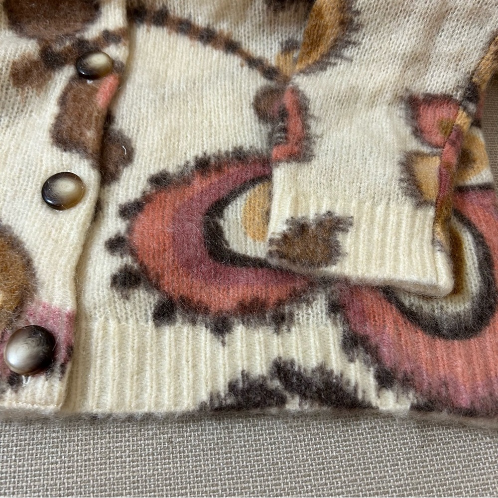 Sezane Manea Cardigan Merveille Print Mohair Sweater Knit - Picture 9 of 13
